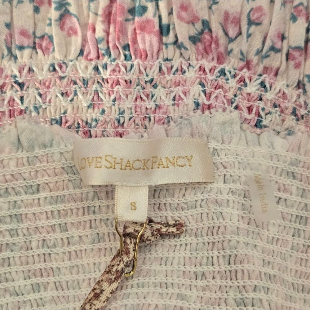 LOVESHACKFANCY Caressa Floral Print Tiered Sundress Pink Small NWT $395 - Picture 7 of 9